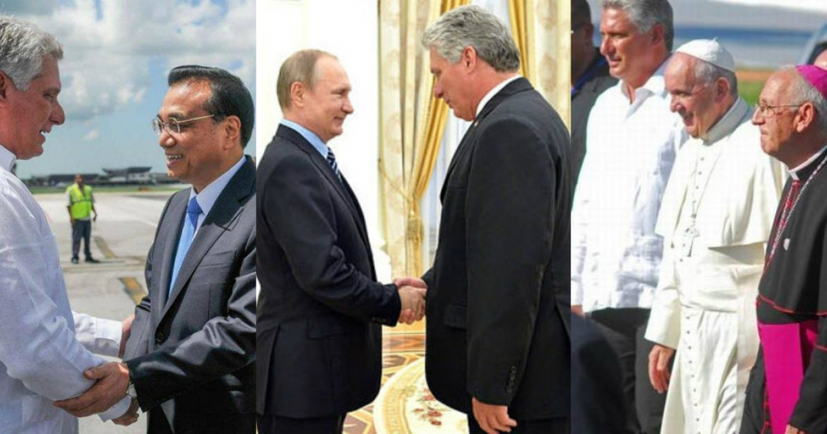 Díaz-Canel, con representantes de China, Rusia y el Vaticano. © CiberCuba.