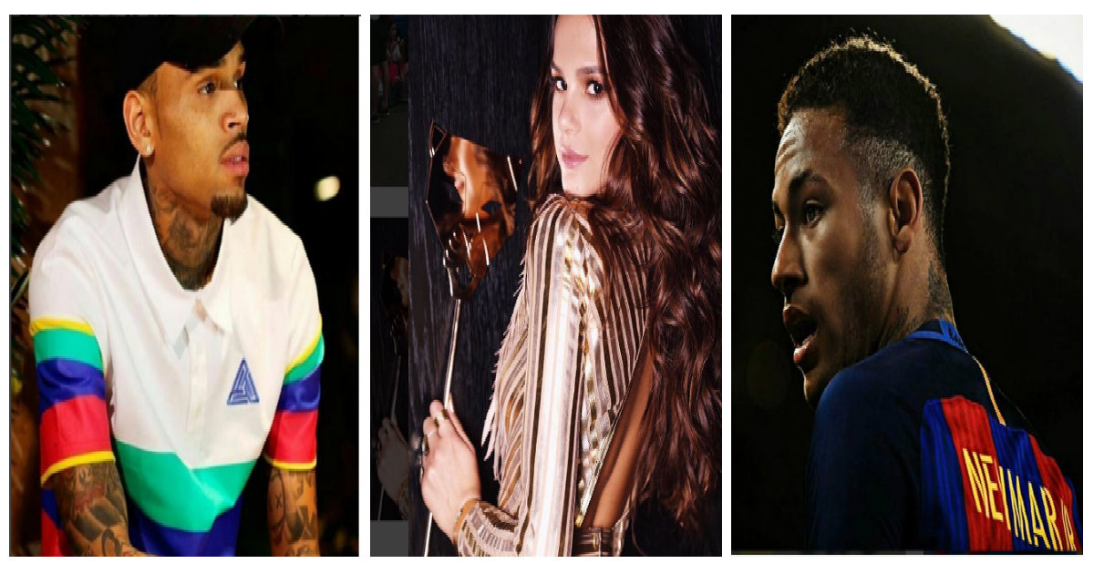 Chris Brown, Bruna Marquezine y Neymar © Collage CiberCuba