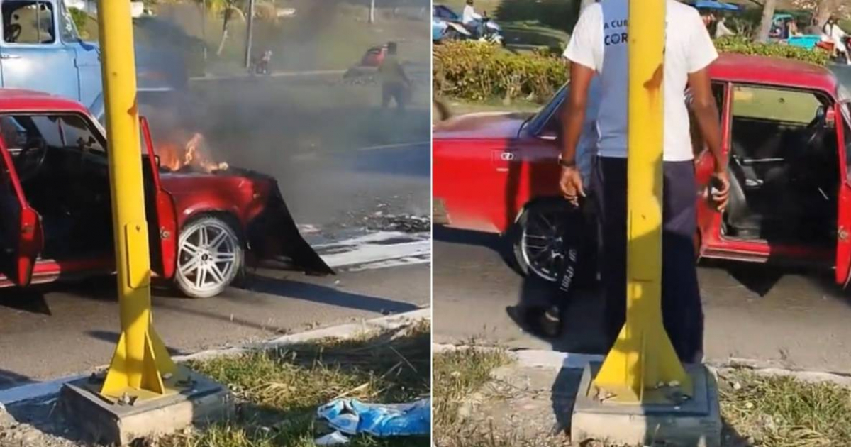 Incendio de un Lada en plena avenida de La Habana causa alarma