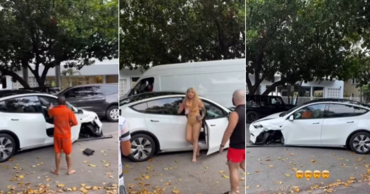Mujeres en un Tesla provocan choque múltiple en Miami tras acalorada discusión