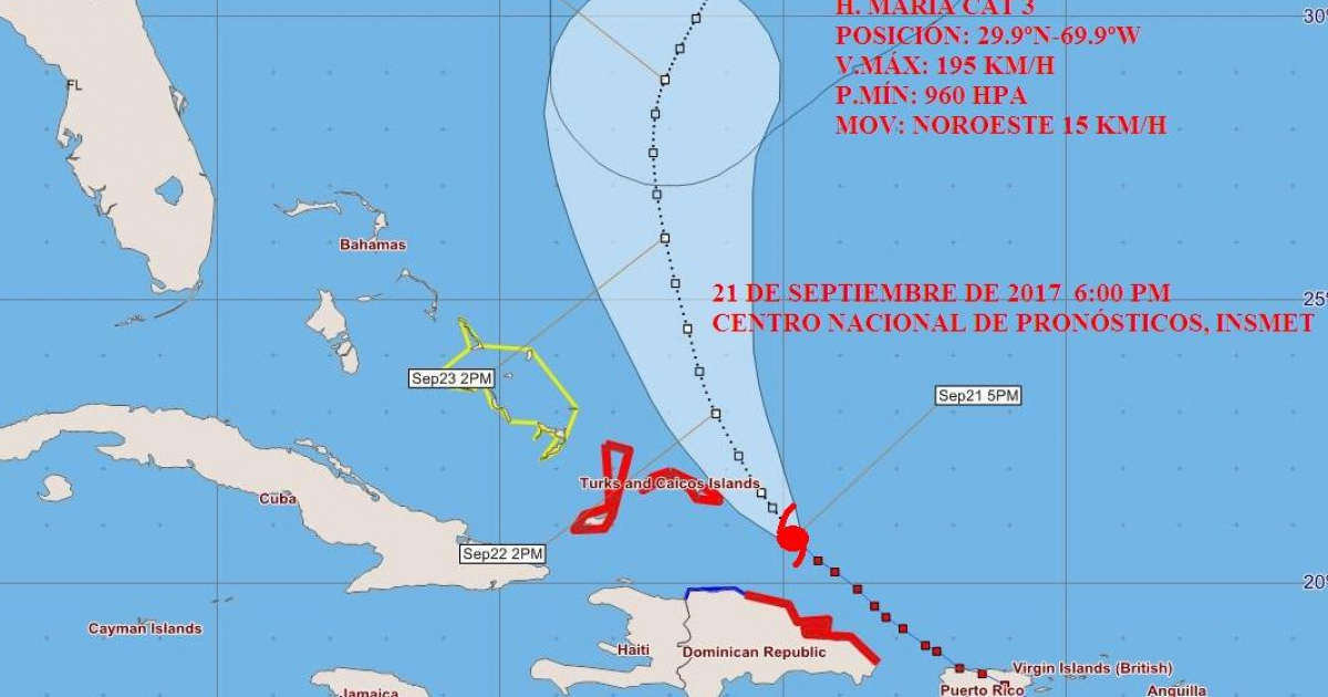 Pronóstico de desarrollo del huracán María © Insmet