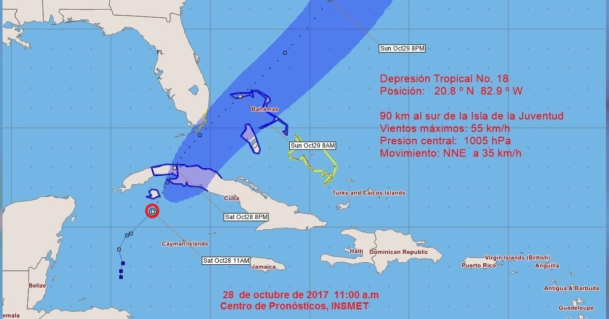 Mapa del Instituto de Meteorología de Cuba © Insmet