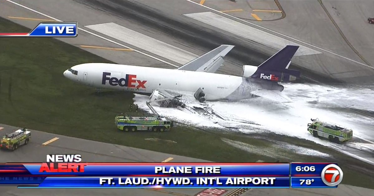 Avión de Fedex se incendia aeropuerto de Fort Lauderdale © 7News