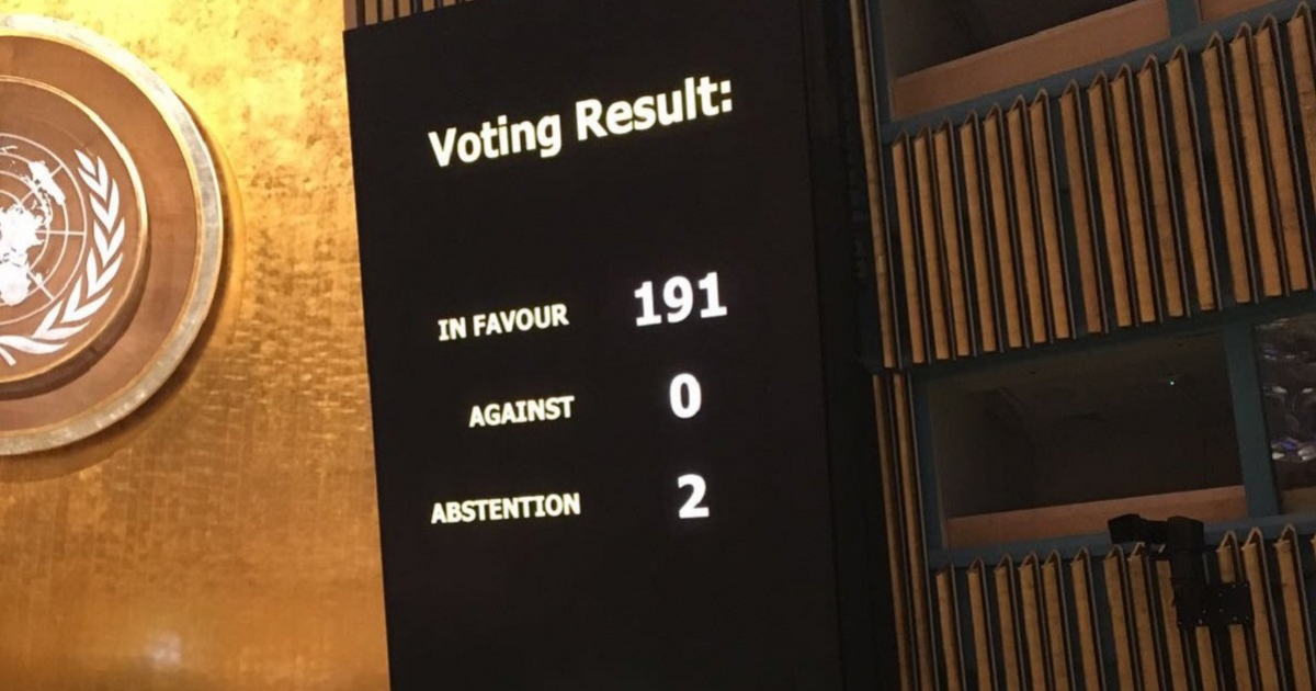 Paso dado por EEUU en la ONU en votación contra el embargo es histórico, dicen las agencias de prensa © ONU/Twitter