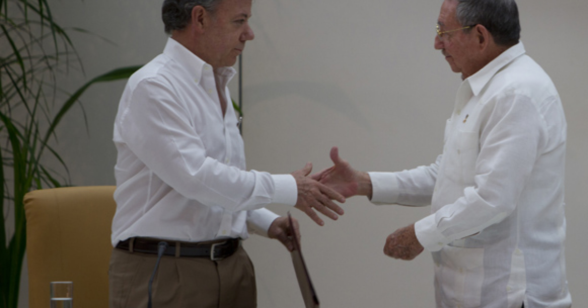 Raul Castro y José Manuel Santos © Cubadebate
