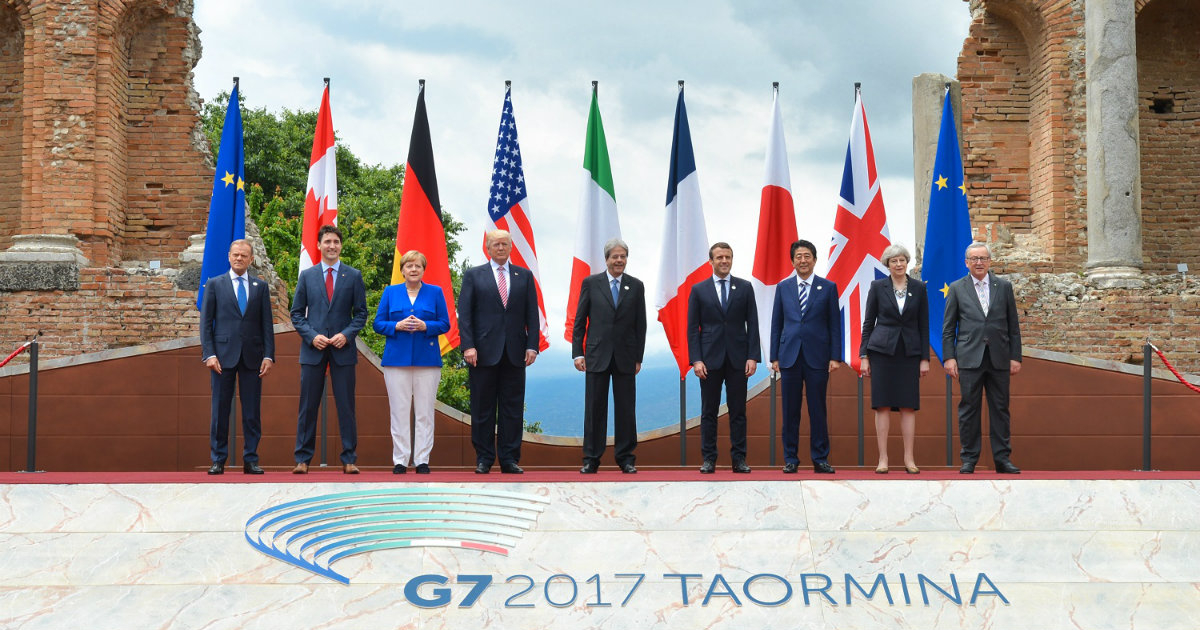 Los líderes del G7 en una imagen conjunta en Taormina © Wikipedia
