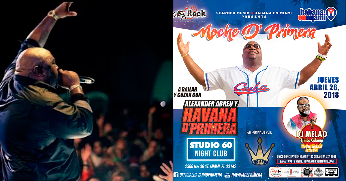 Alexander Abreu en concierto, en Miami © Havana d´Primera en concierto en Studio 60 de Miami