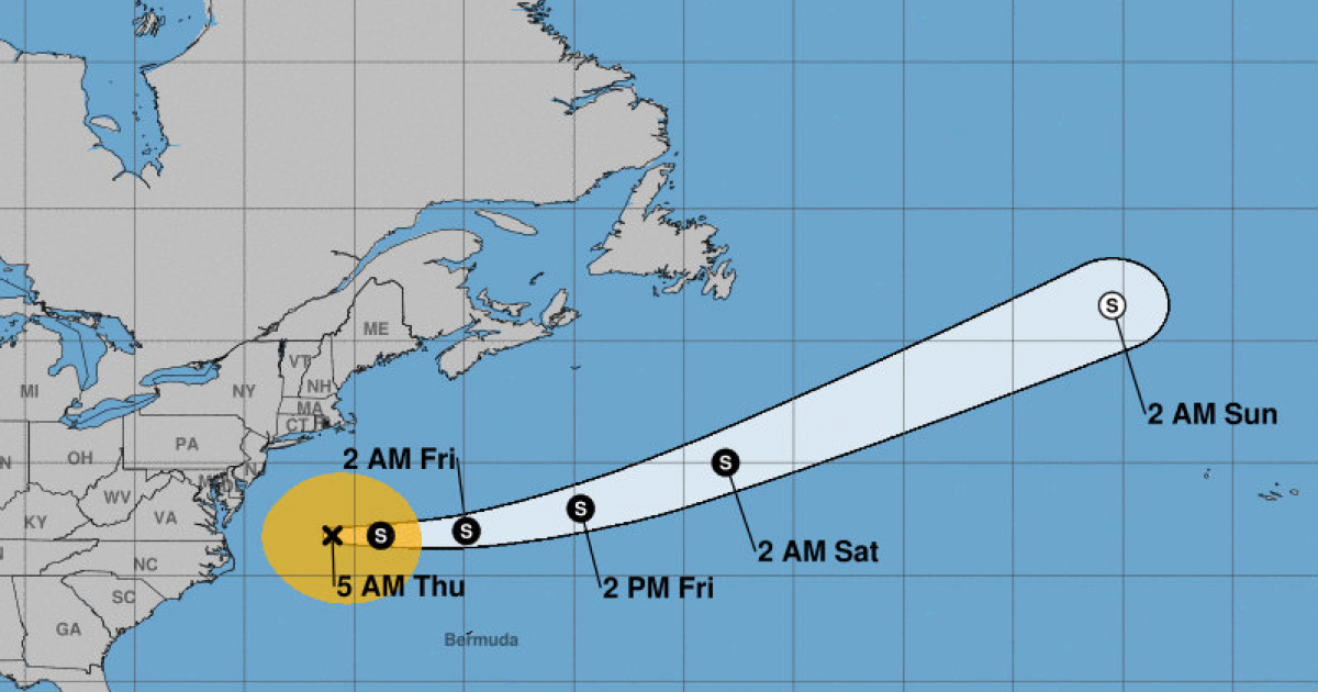 Posición y trayectoria de María alejándose de la costa de Estados Unidos © NOAA