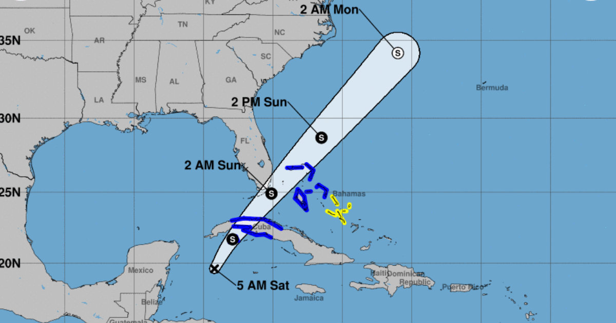 Mapa que muestra el avance del ciclón. © NHC.noaa.gov