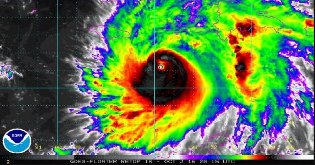 Huracán Matthew: Actualización del Centro Nacional de Huracanes, 3 de Octubre, 5:00pm © NOAA/Twitter