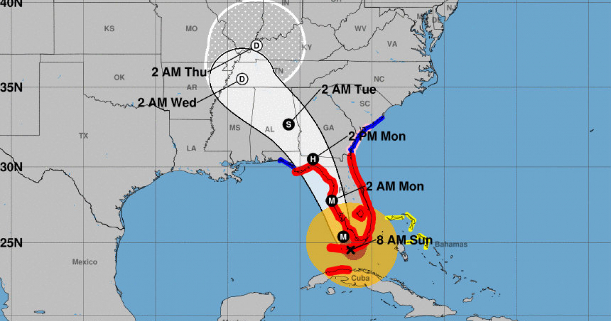 Trayectoria del huracán Irma tras tocar tierra en los Cayos de la Florida © NOAA