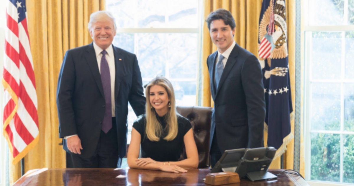 Ivanka Trump y Donald Trump con Justin Trudeau © Twitter/ Ivanka Trump