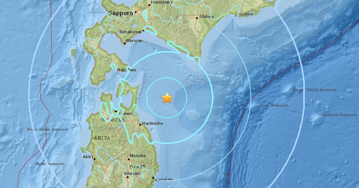 Mapa donde se ha producido el terremoto en territorio japonés © USGS