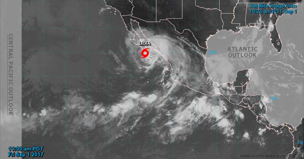 Mapa meteorológico que ilustra el desarrollo de la tormenta Lidia © NHC