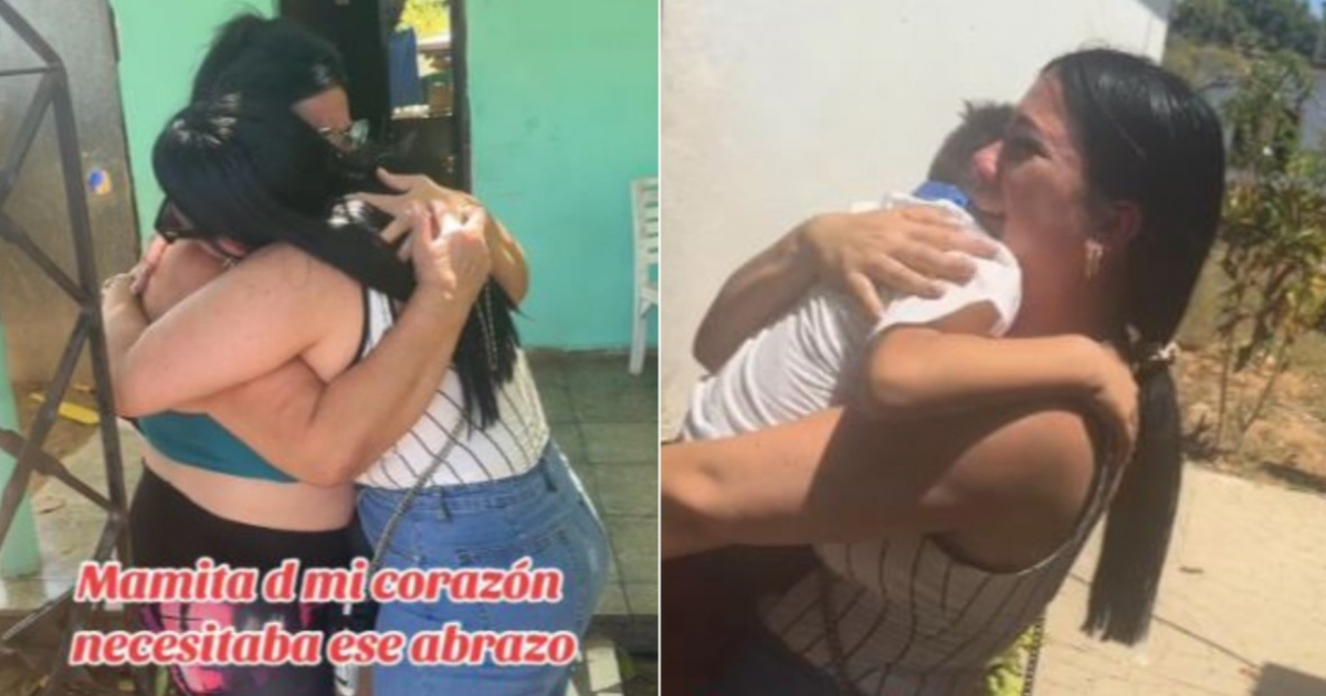 Reencuentro emocionante: joven cubana se reencuentra con su hijo y madre después de más de dos años