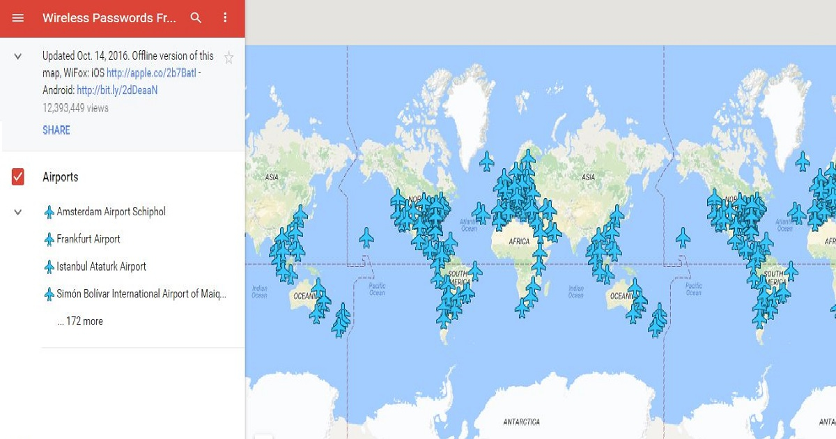 Claves de Wifi de los aeropuertos del Mundo © Screenshot/Google Maps