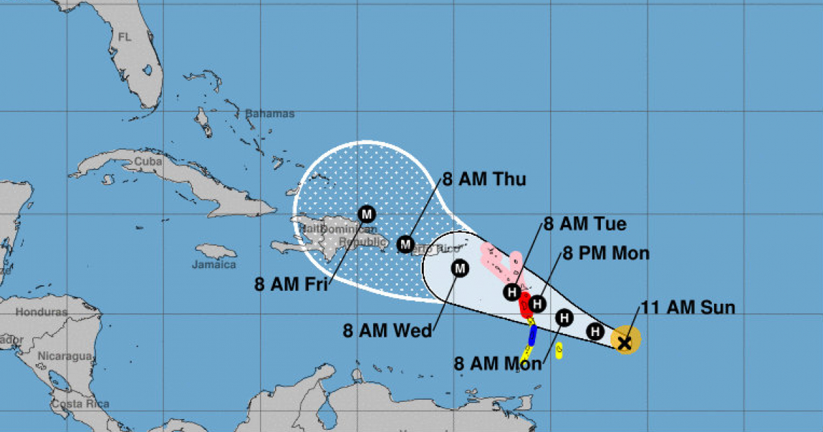 Posición y dirección de la tormenta tropical María © NOAA