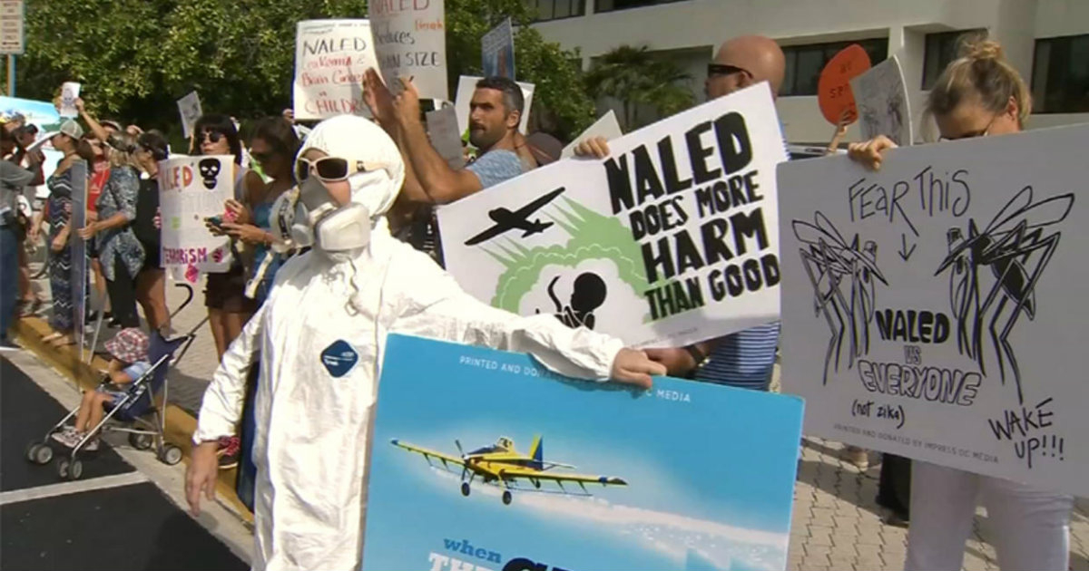 Protestas en Miami Beach por el uso del pesticida Naled © Univision 