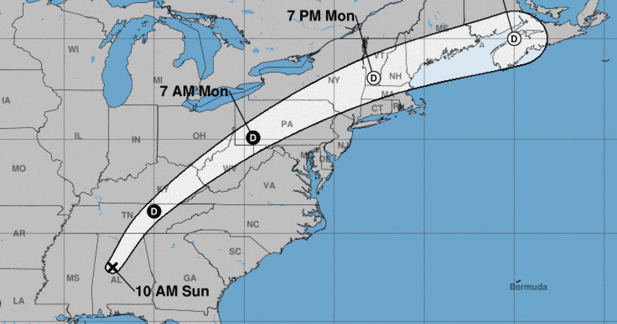 Posición y dirección de la depresión tropical Nate en Estados Unidos © NOAA