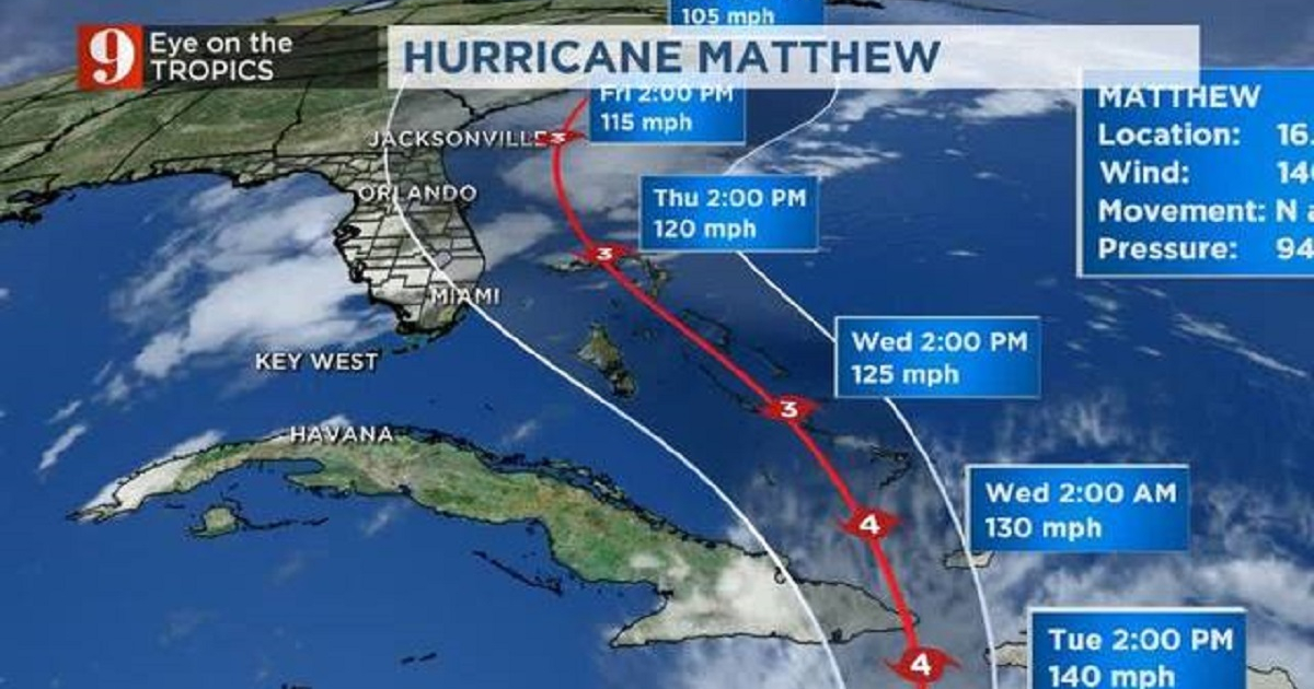 Miami, Melbourne y Cayo Hueso alerta Matthew Florida. © WFTV