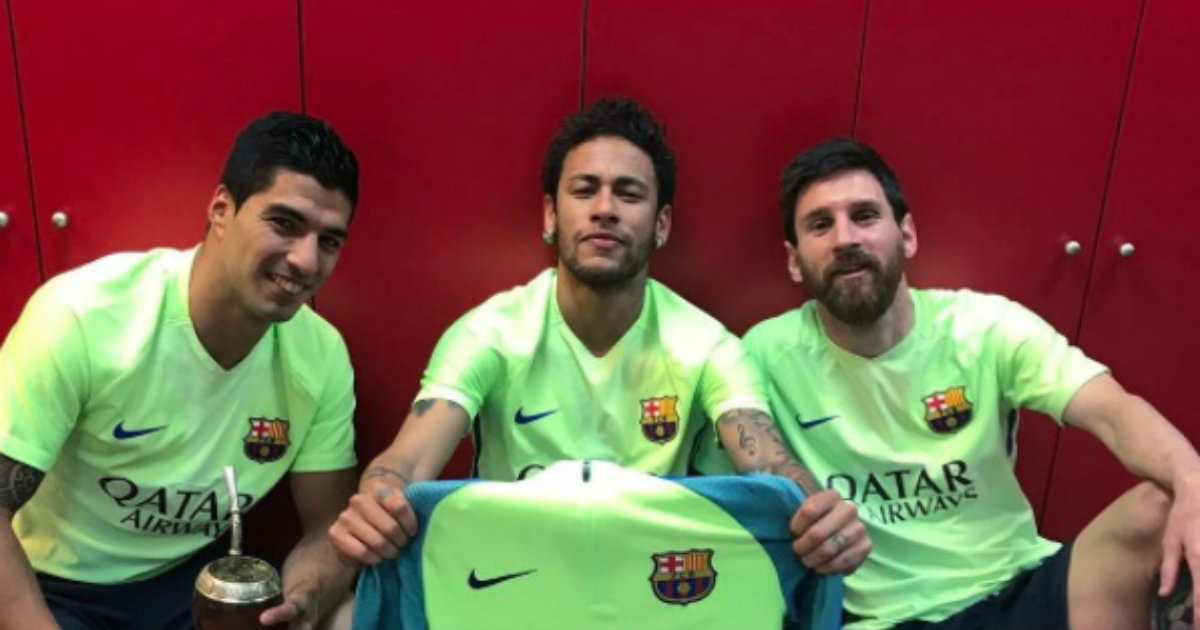 Luis Suárez, Neymar y Messi juntos en el vestuario del Camp Nou © Instagram / Neymar Jr