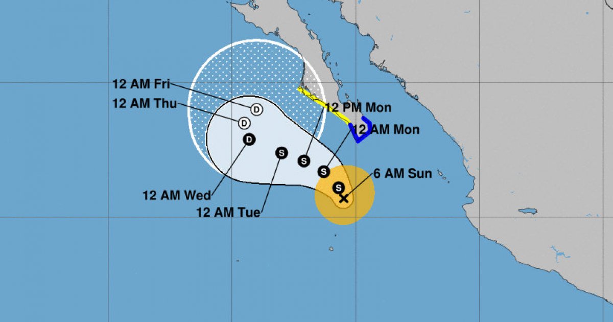 Posición de la tormenta tropical Norma en la península de Baja California © NOAA