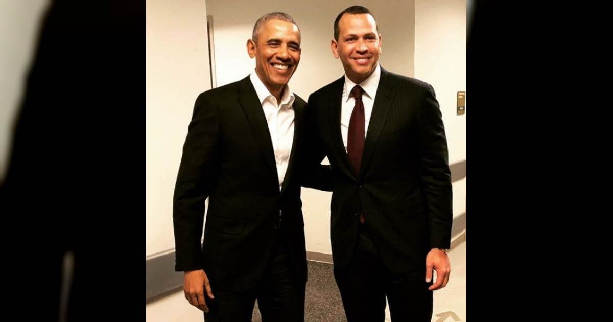 Barack Obama junto al expelotero Alex Rodríguez © Instagram / Jennifer Lopez