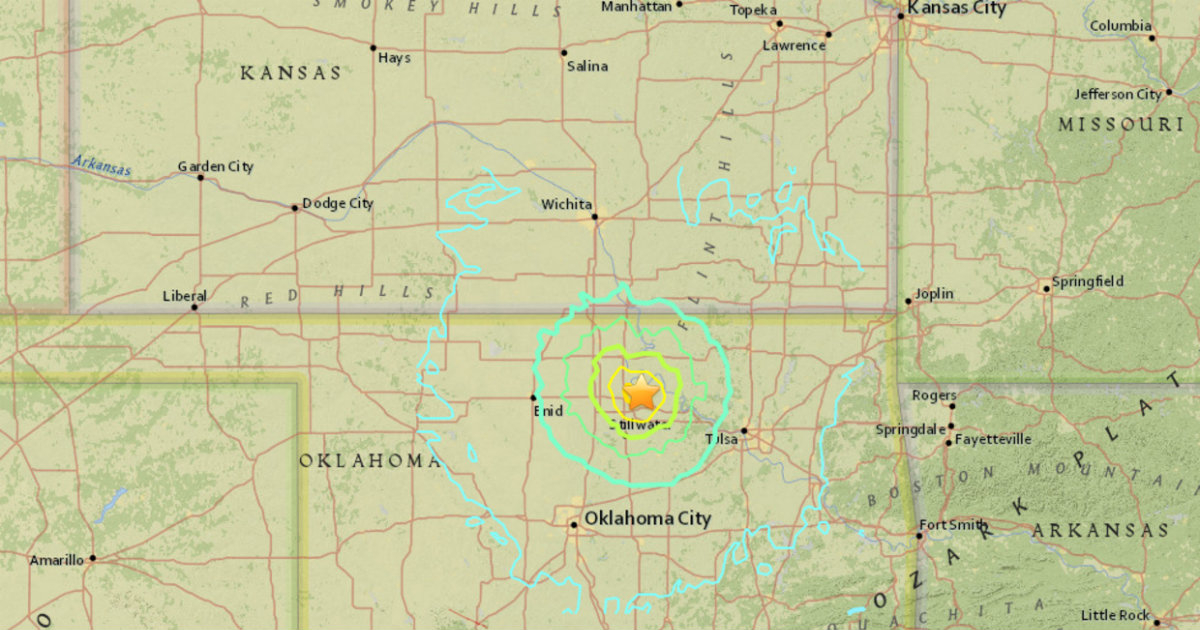 Zona de Oklahoma donde se ha registrado un seísmo de 5.6 grados © U.S. Geological Survey