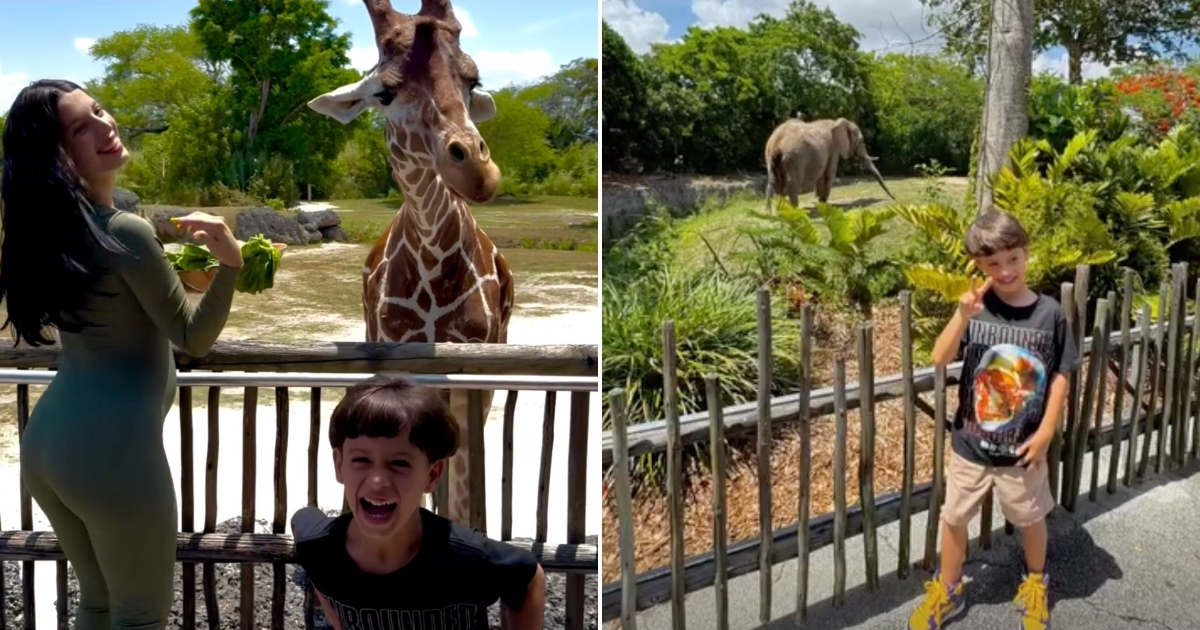 Rachel Arderi y su hijo disfrutan de su primera visita al zoológico en Miami