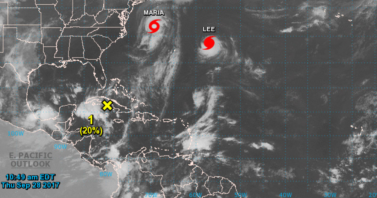 Mapa del Caribe que señala la amenaza de tormenta tropical hacia Cuba © NOAA