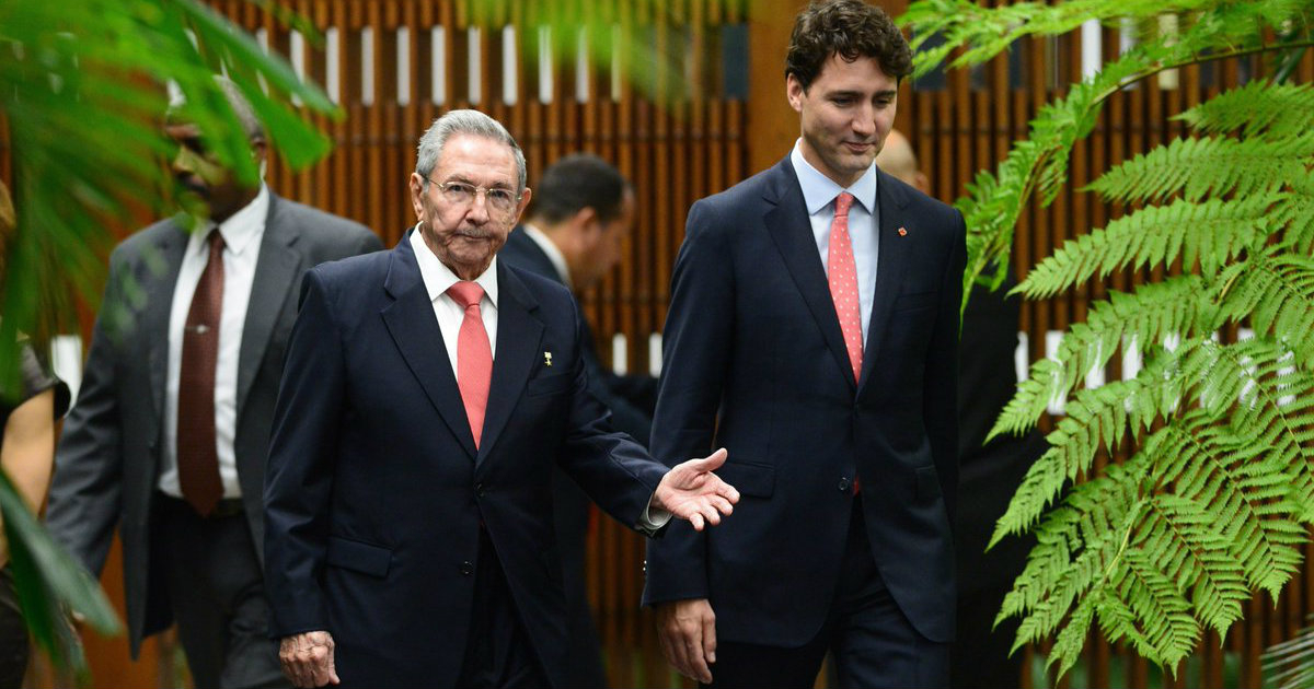 Raúl Castro y el primer ministro canadiense, Justin Trudeau © CBS Ottawa / Twitter