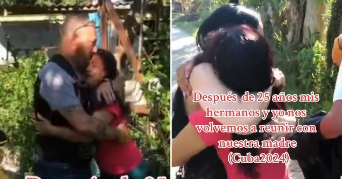 Reencuentro familiar: hermanos cubanos se abrazan con su madre tras 25 años de separación