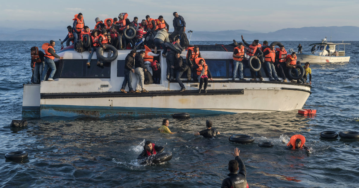 Refugiados sirios a su llegada a Lesbos, en Grecia © Wikimedia Commons