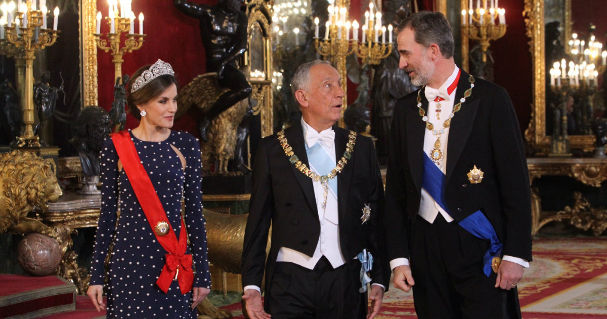 Los Reyes de España y el presidente de Portugal, en el Palacio Real de Madrid. © http://www.casareal.es