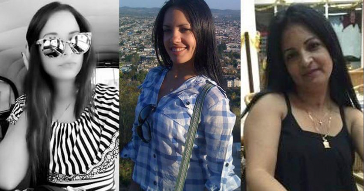 Mailén Díaz, Grettel Landrove y Emily Sánchez, las únicas tres personas que salieron con vida del infierno del vuelo 0972 © Fotos tomadas del Facebook de las víctimas.