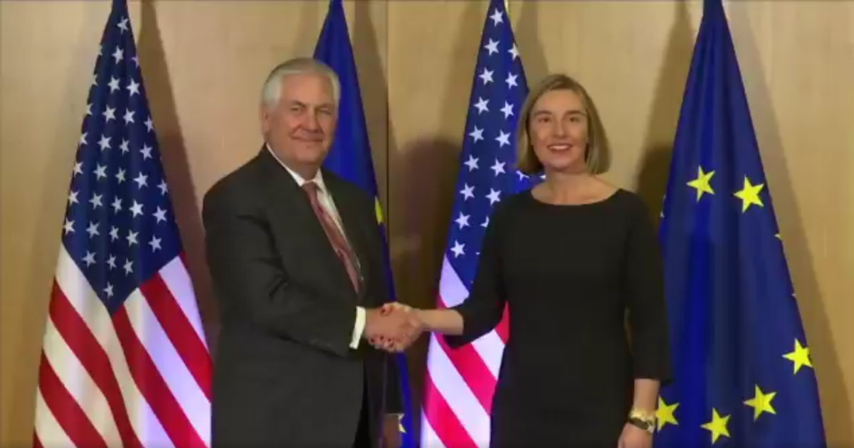 Rex Tillerson y Federica Mogherini, encargada de Exteriores en la UE. © Departamento de Estado de EEUU / Twitter