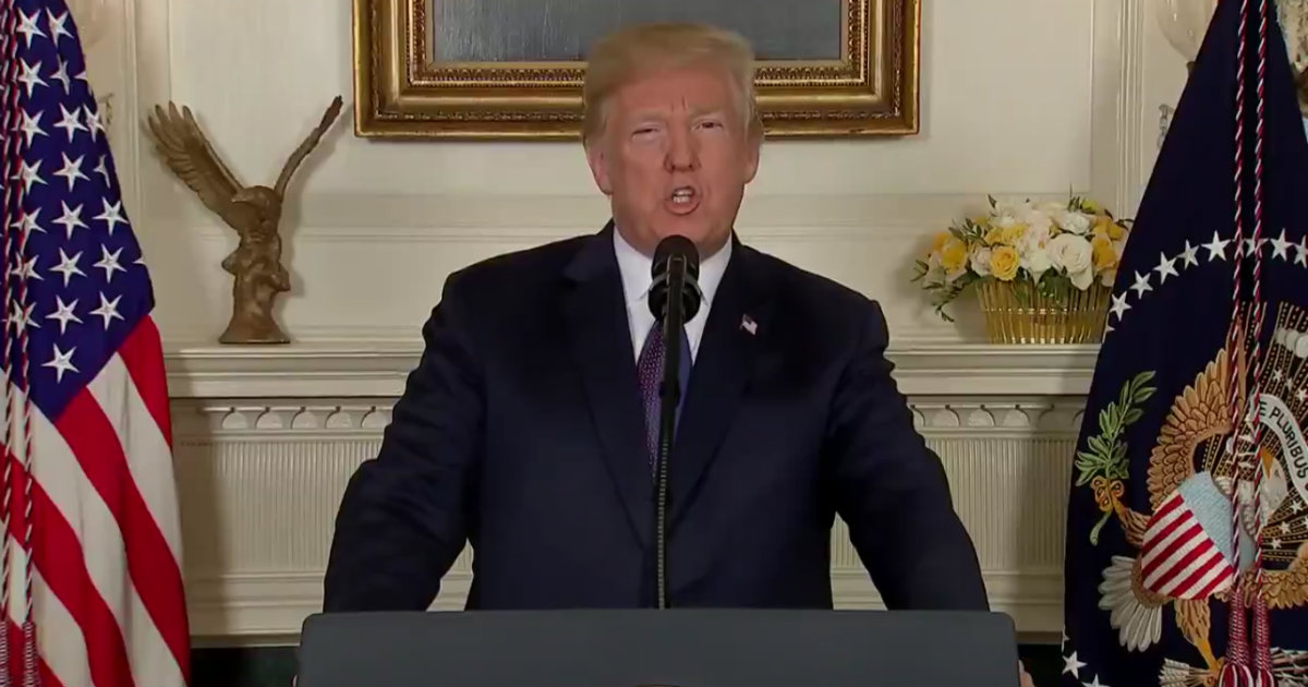 Donald Trump, durante el anuncio del ataque a Siria. © Donald Trump / Twitter