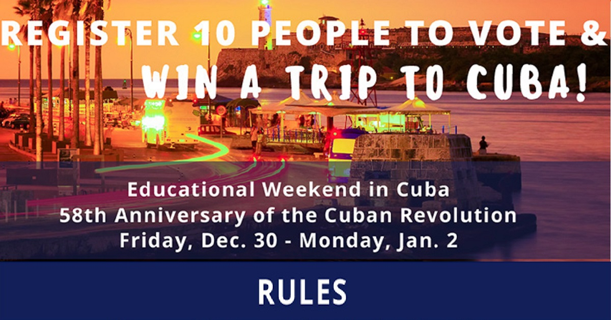 Concurso en EEUU: registra 10 nuevos votantes y gánate un viaje a Cuba © Svrep.org